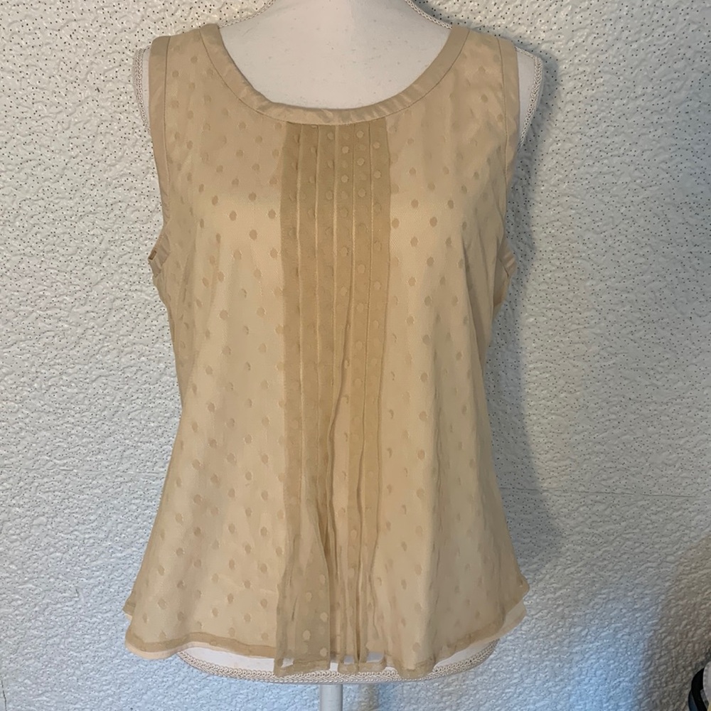J. Crew Beige Blouse Sheer Dot Pattern with Lining Size Small